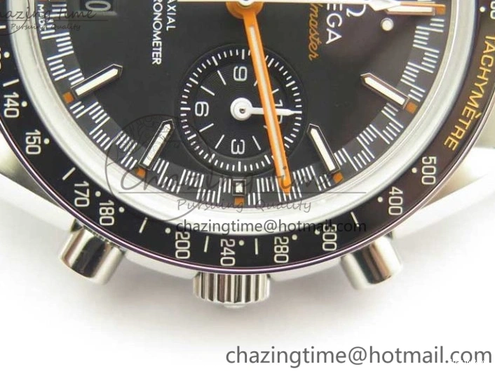 0114 Speedmaster Moonwatch OMF 1:1 Best Edition Black Dial Orange Hand on SS Bracelet A Timeless 8044